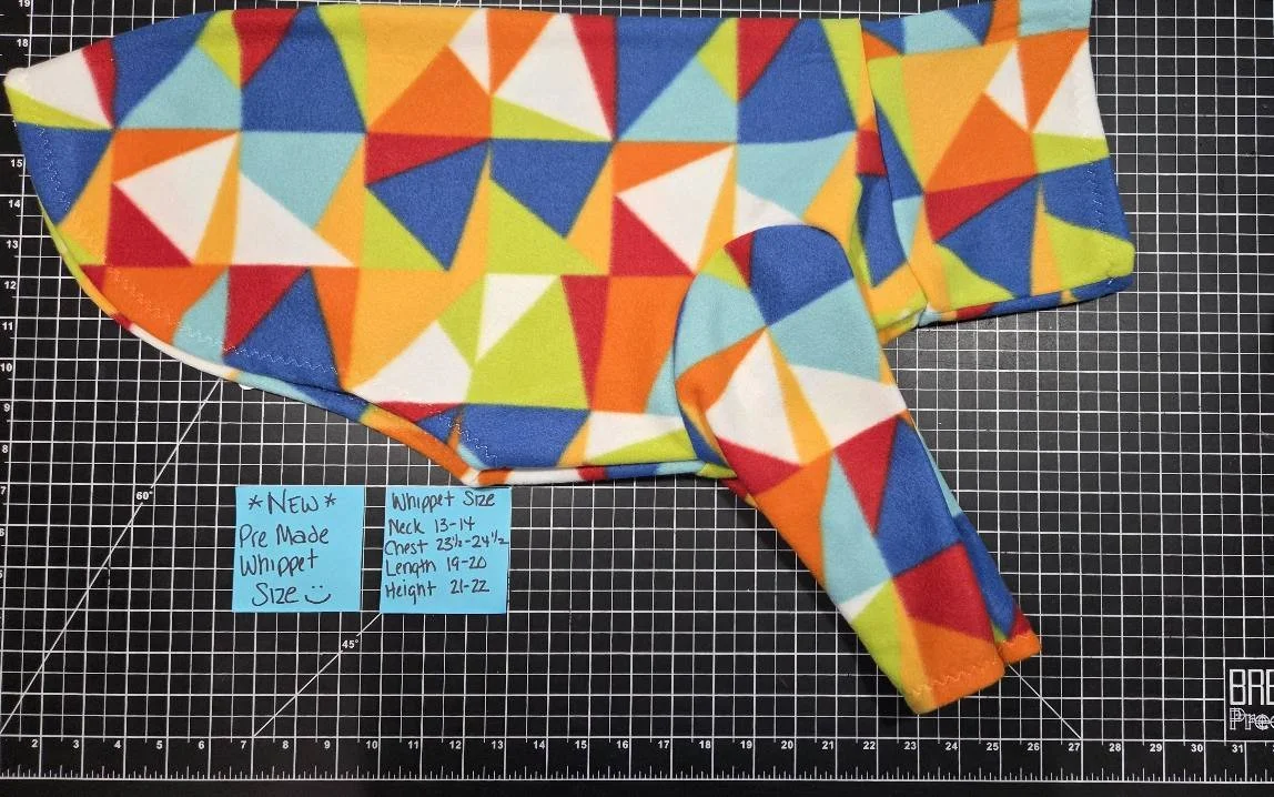 STANDARD WHIPPET SIZE 2 LEG RAINBOW TRIANGLES FLEECE JAMMIE