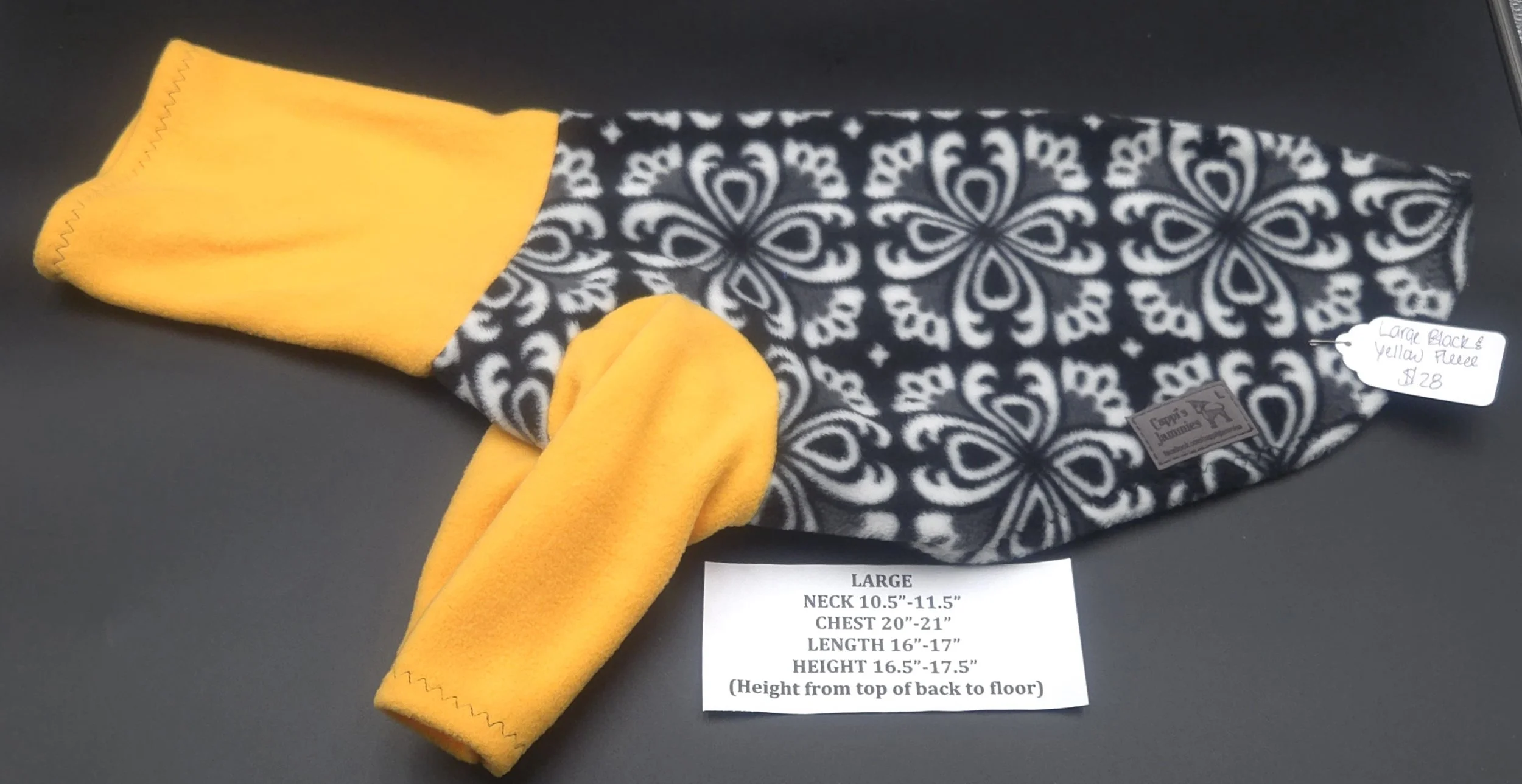 LARGE 2 LEG BLACK AND WHITE FLOWER WITH YELLOW LONG NECK AND LEGS FLEECE JAMMIE