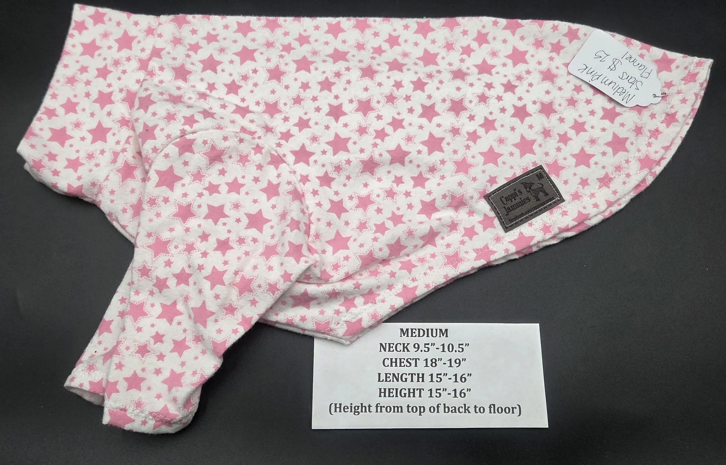 MEDIUM 2 LEG FLANNEL PINK STARS JAMMIE