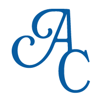 Stylized blue initials A and C overlapping each other, monogram logo for Already Coolest