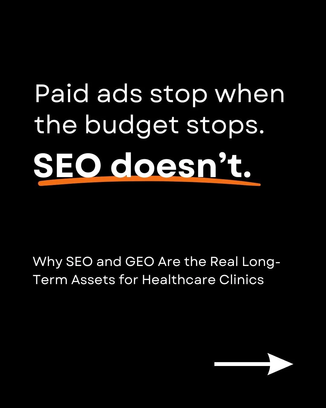 If your clinic&rsquo;s enquiries disappear when the ads stop, you haven&rsquo;t built a long-term patient acquisition system yet. 📉

Google Ads can generate bookings quickly, but SEO and GEO build visibility that compounds over time across Google Se