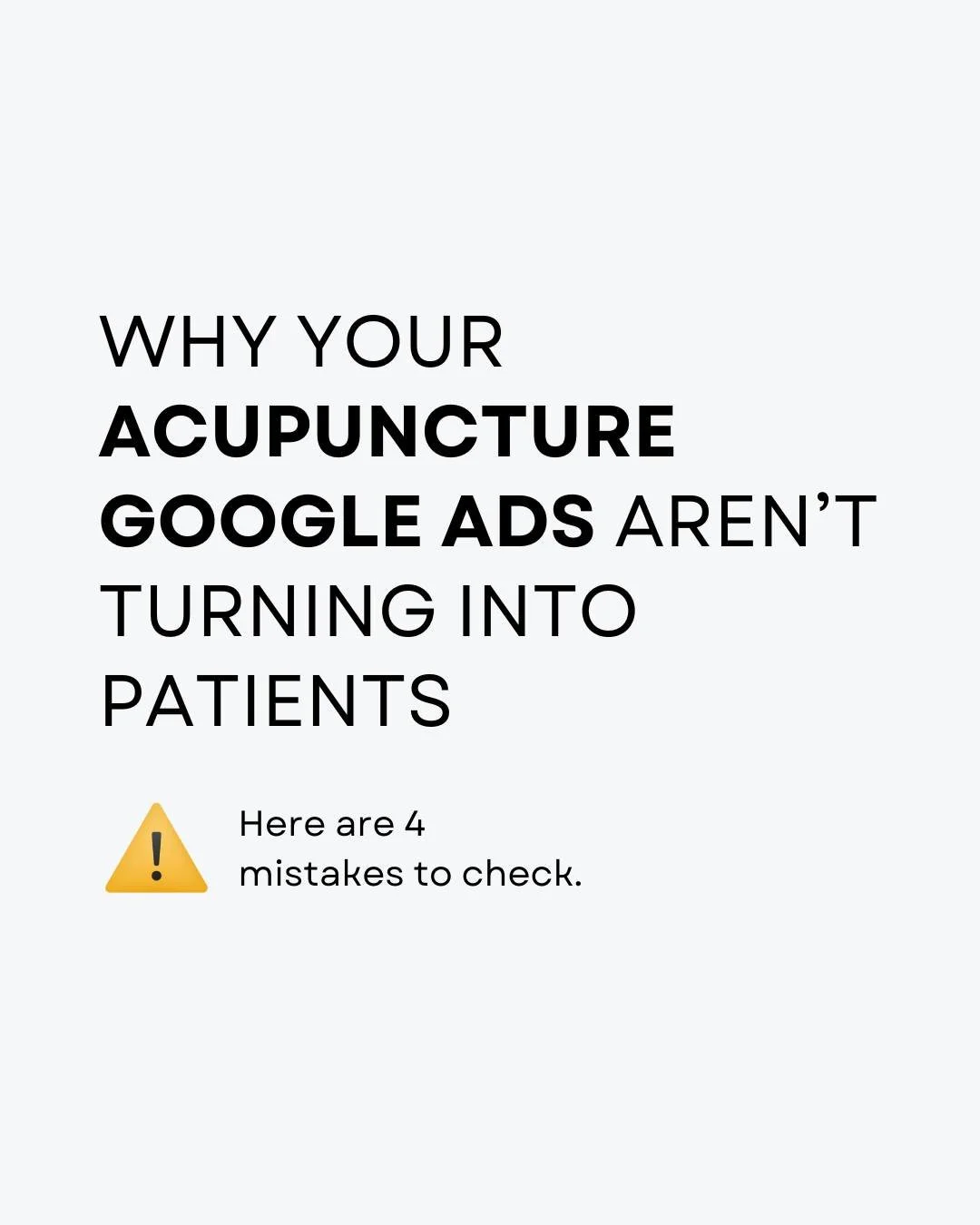 More clicks don&rsquo;t automatically mean more patients. 🎯
For acupuncture clinics, a successful Google Ads strategy starts with reaching the right searches and giving potential patients a clear path from the ad to the service they&rsquo;re looking