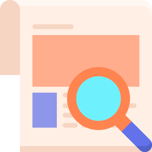 A computer monitor displaying a webpage with a magnifying glass over some of the content.