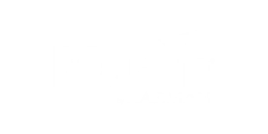 Icon with a white compass and a house icon on a black background.