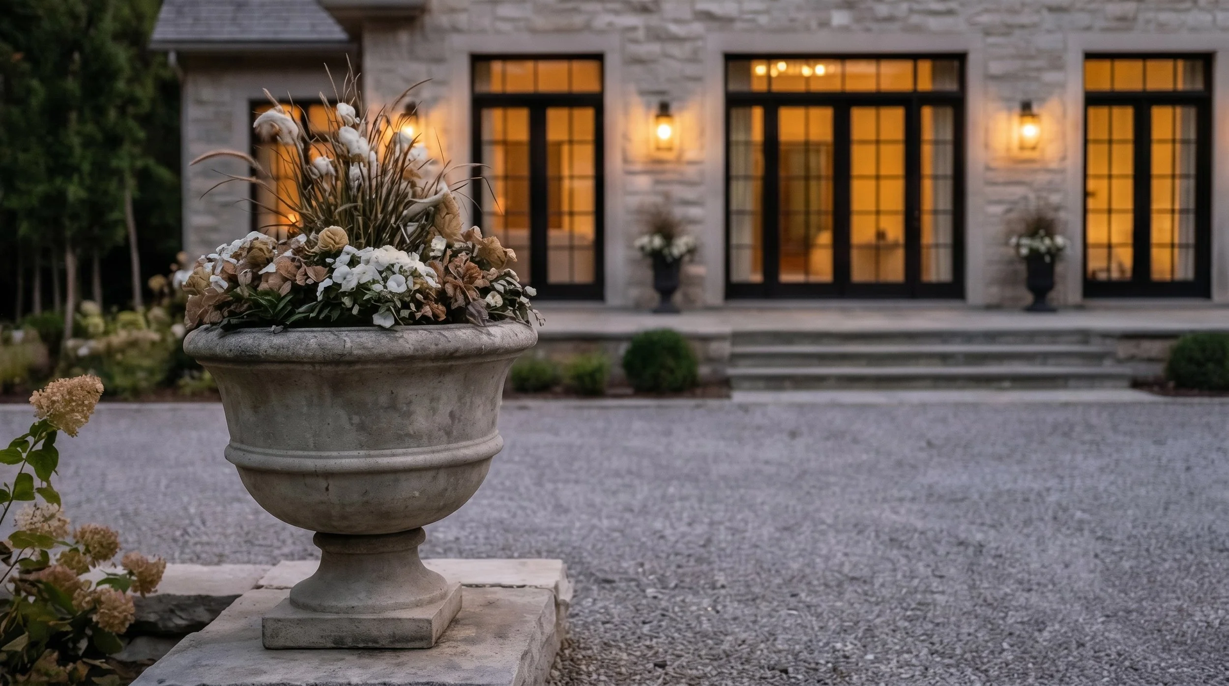 Custom stone home completed in the Blue Mountains, featuring high-end masonry, clean lines, and a timeless exterior designed for long-term durability and curb appeal.
