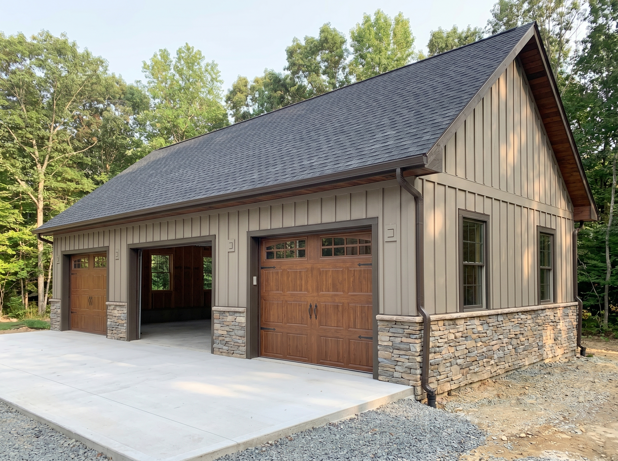 Image of a garage after being fully built