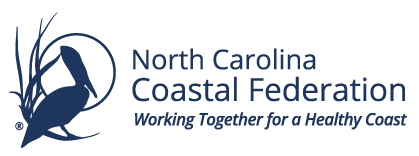 Logo of North Carolina Coastal Federation with a stylized fish and wave design above the text
