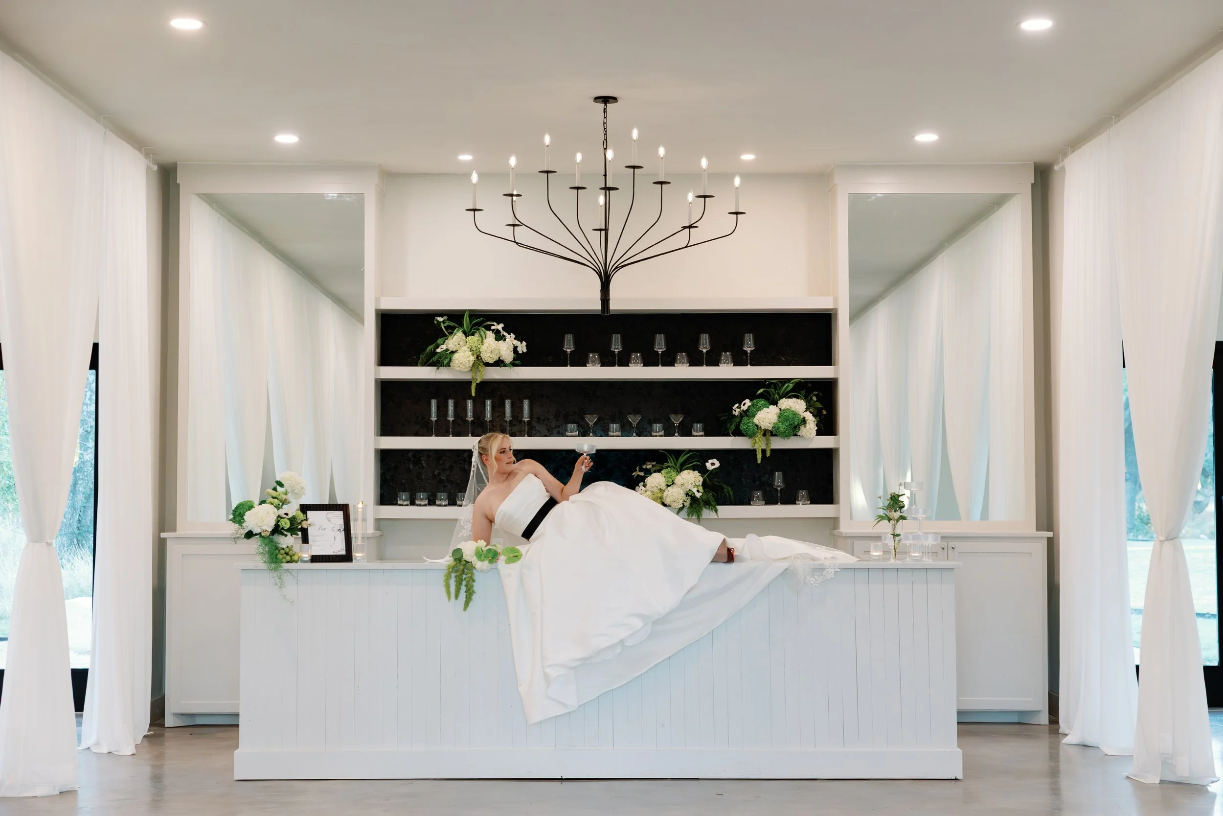 Wedding bar area designed by Blue Lily Wedding Co.