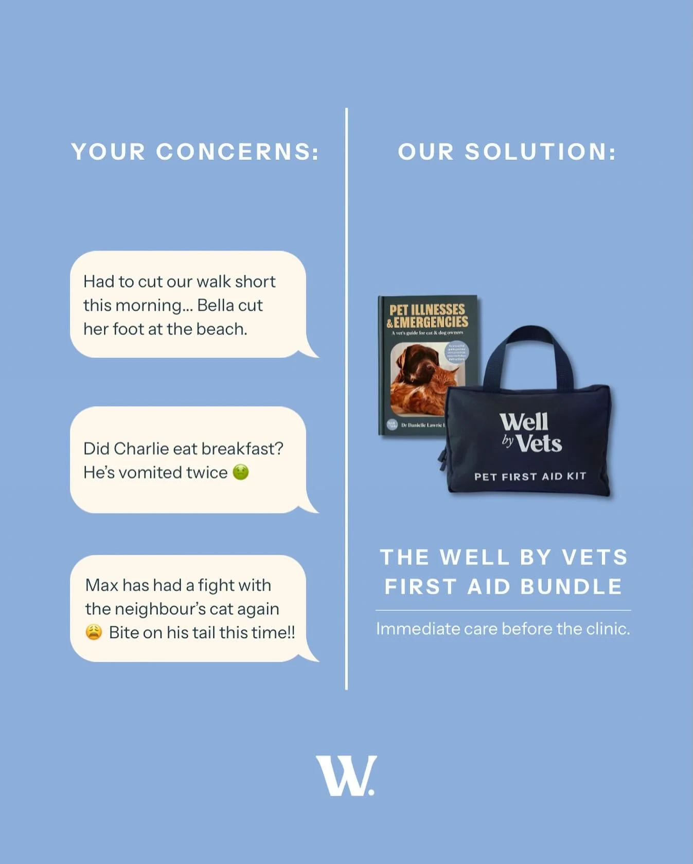 We bet you&rsquo;ve sent (or received) at least one text like this. Tag the person lucky enough to be on the receiving end of these messages... 👇

The Well by Vets First Aid Bundle was created to give you everything you need to handle these moments 