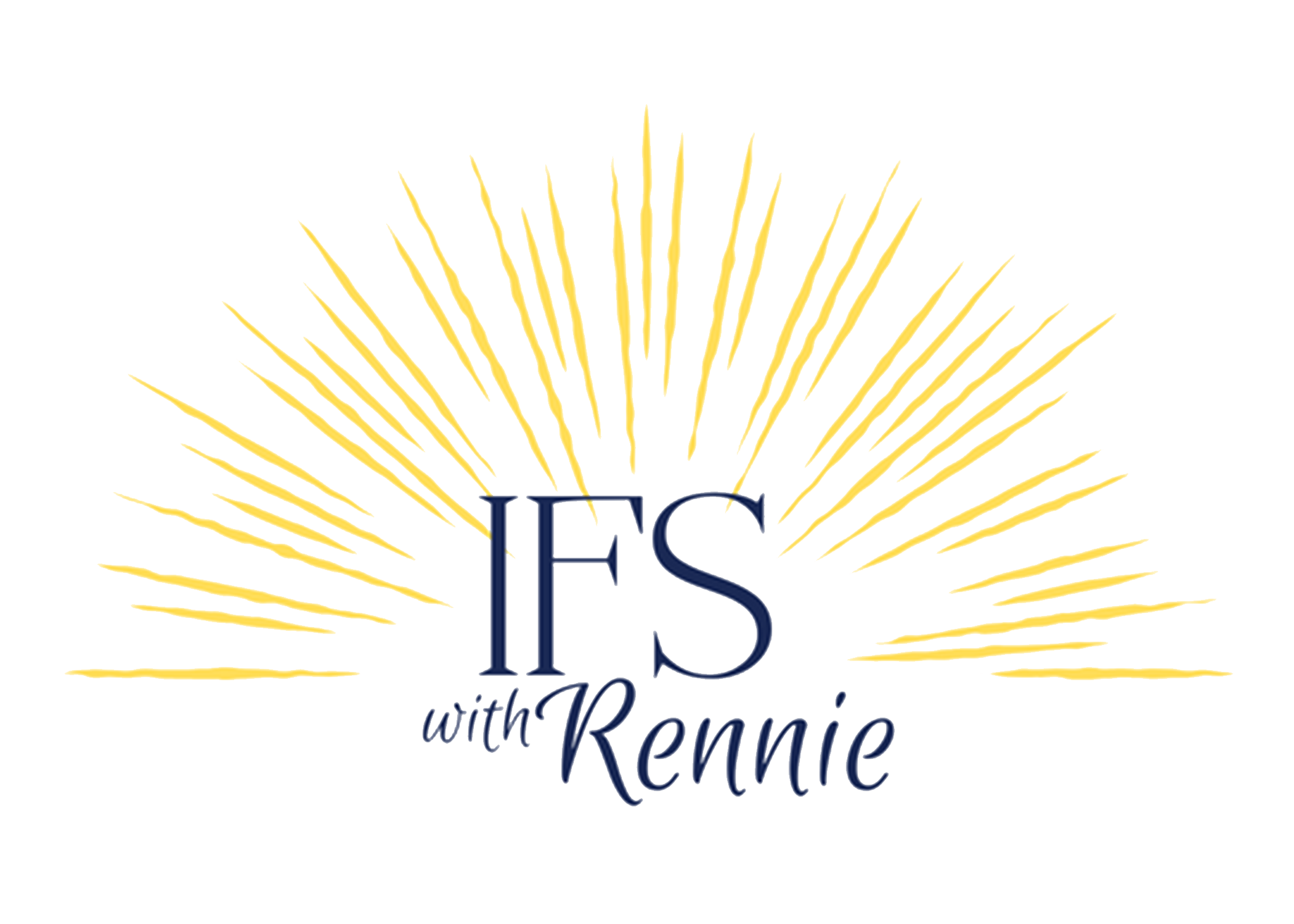 Logo for 'IFS with Rennie' featuring a golden starburst design behind the text.