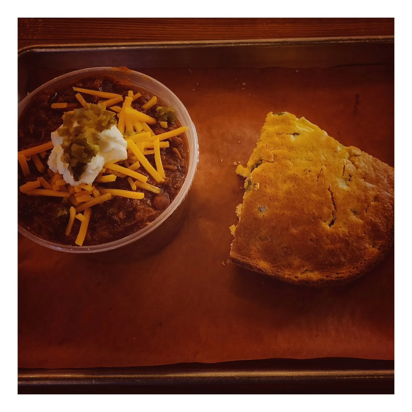 This Weeks Special... Brisket Chili and Mexican Style Cornbread

Don't let the cold and snow get you down...
Jim's Smokin' Que is famous for its low-and-slow smoked BBQ in the North Georgia mountains, and a Brisket Chili special is a great way to fea