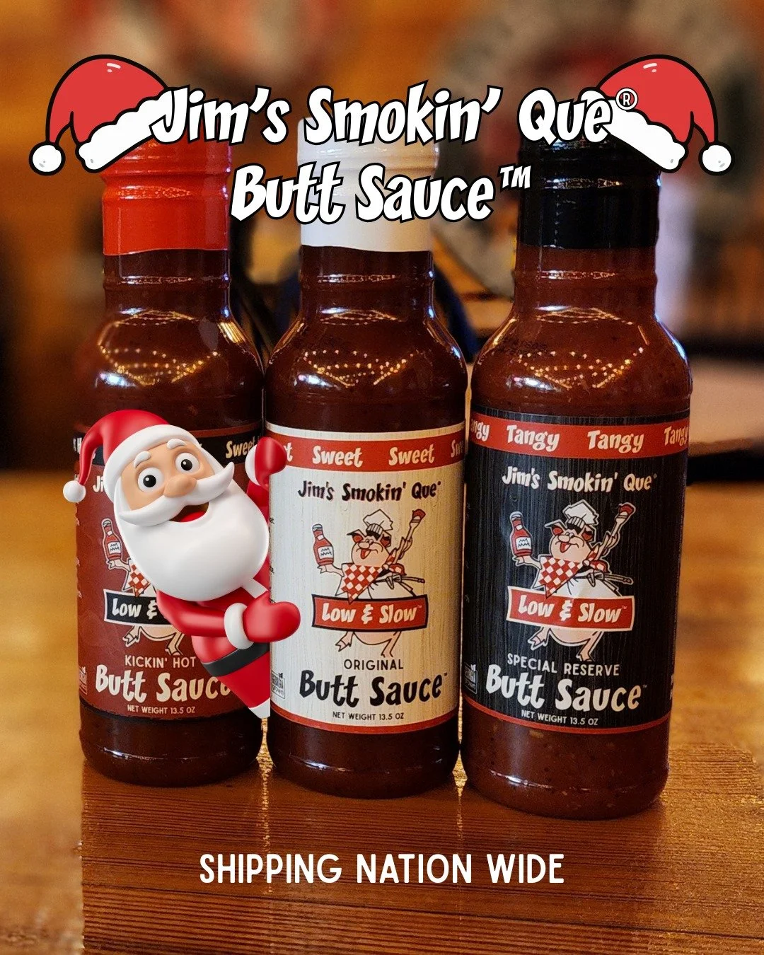 The Ultimate Stocking Stuffer for the BBQ Fanatic! 
Can't decide which award-winning sauce to get? Don't!

Our Butt Sauce&trade; Sample Pack lets you try all three signature flavors from Jim's Smokin' Que&reg; ! It&rsquo;s the perfect, delicious, gua