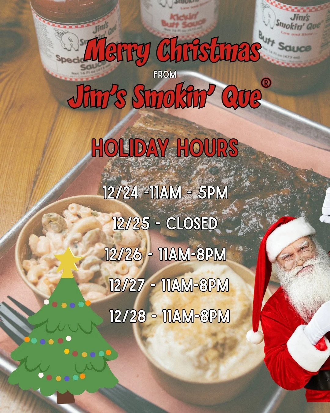 Holiday Hours

12/24 - 11am - 5pm
12/25 - CLOSED
12/26 - 11am - 8pm
12/27 - 11am - 8pm
12/28 - 11am - 8pm