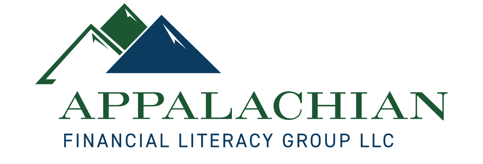 Logo for Appalachian Financial Literacy Group LLC featuring stylized mountains and text.