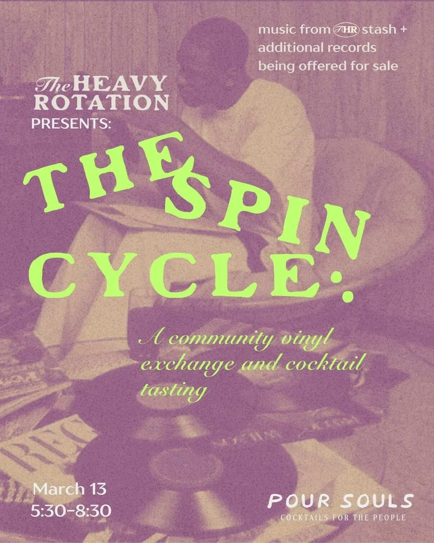 Excited to join our friends @the.heavy.rotation and @poursoulschicago for The Spin Cycle, a community vinyl exchange and cocktail tasting this Friday, March 13. Stop by in Wicker Park for great tunes, drinks, people, and to flip through our curated c
