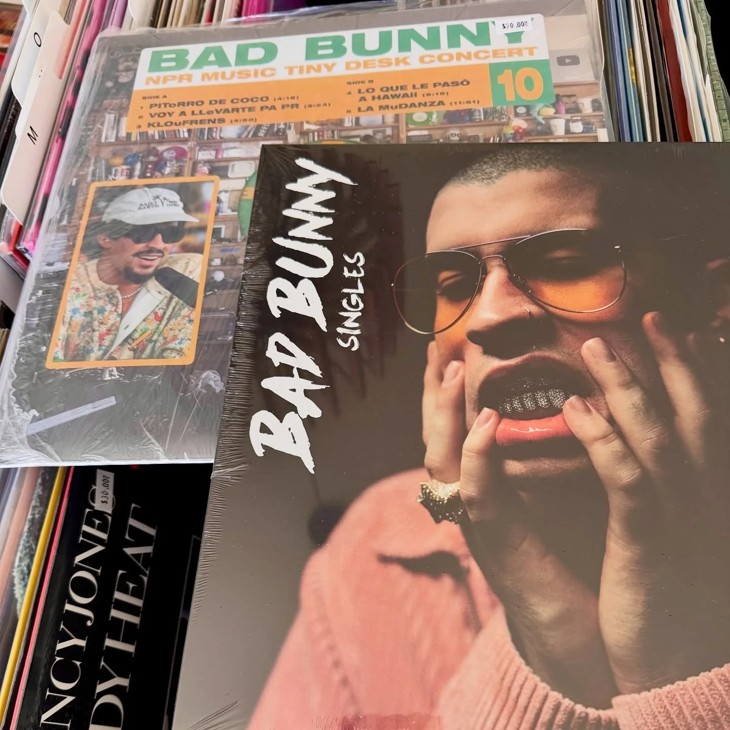 Complete your Super Bowl party with these rare Bad Bunny albums: a recording of his 2025 NPR Tiny Desk Concert, and &ldquo;Singles&rdquo; an unofficial, European release from 2019. 

Grab &lsquo;em this weekend at the Edgewater Indoor Market from 10-
