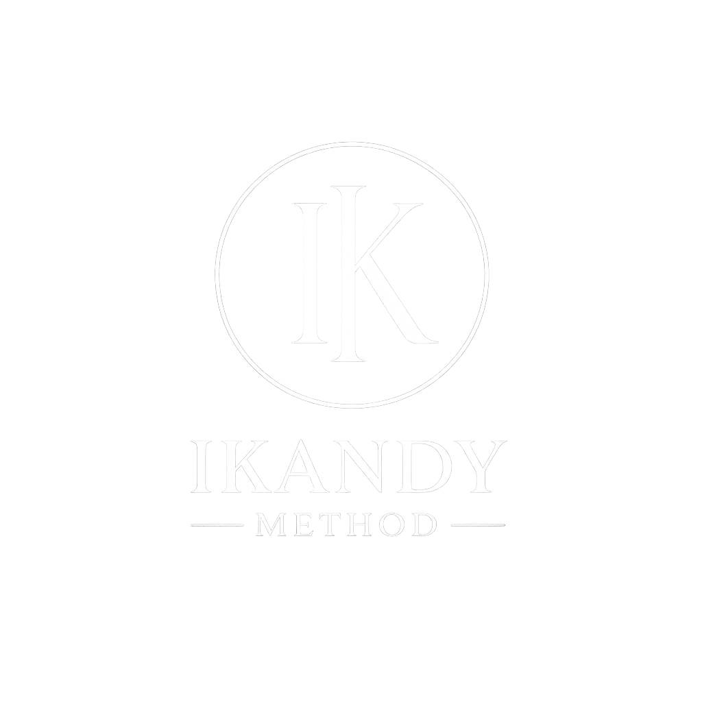 Black background with a white circular logo containing the letters 'IK' and the words 'IKANDY METHOD' beneath it.