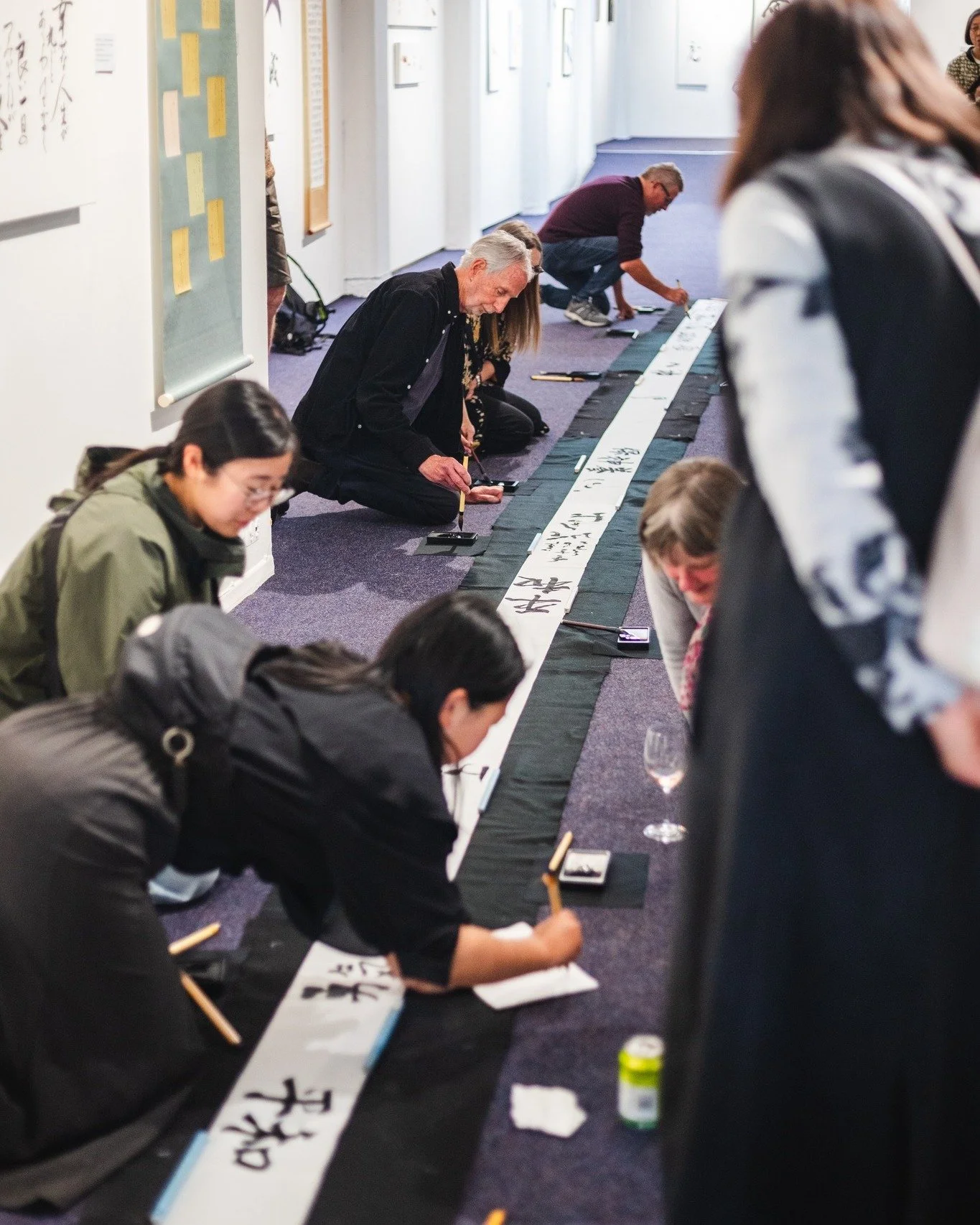 Earlier this month at our exhibitions opening, Akiko Crowther created a live collaborative calligraphy piece, inviting members of the public to contribute. This piece is a special edition to Akiko's 20 year celebration of the Nelson's Yu Yu Calligrap