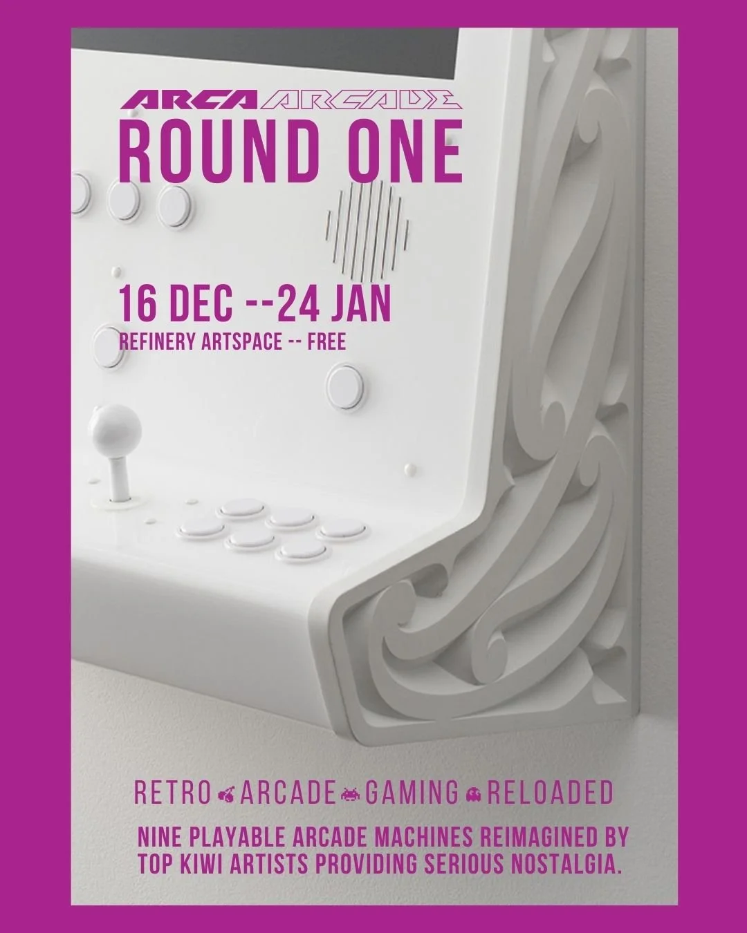 Join us next Tuesday 16th December for the opening of two new exhibitions! See you from 5.30 PM. All are welcome. No RSVP needed.

Arca Arcade is a convergence of nostalgic technology and contemporary artistic sensibilities. Playable arcade machines 
