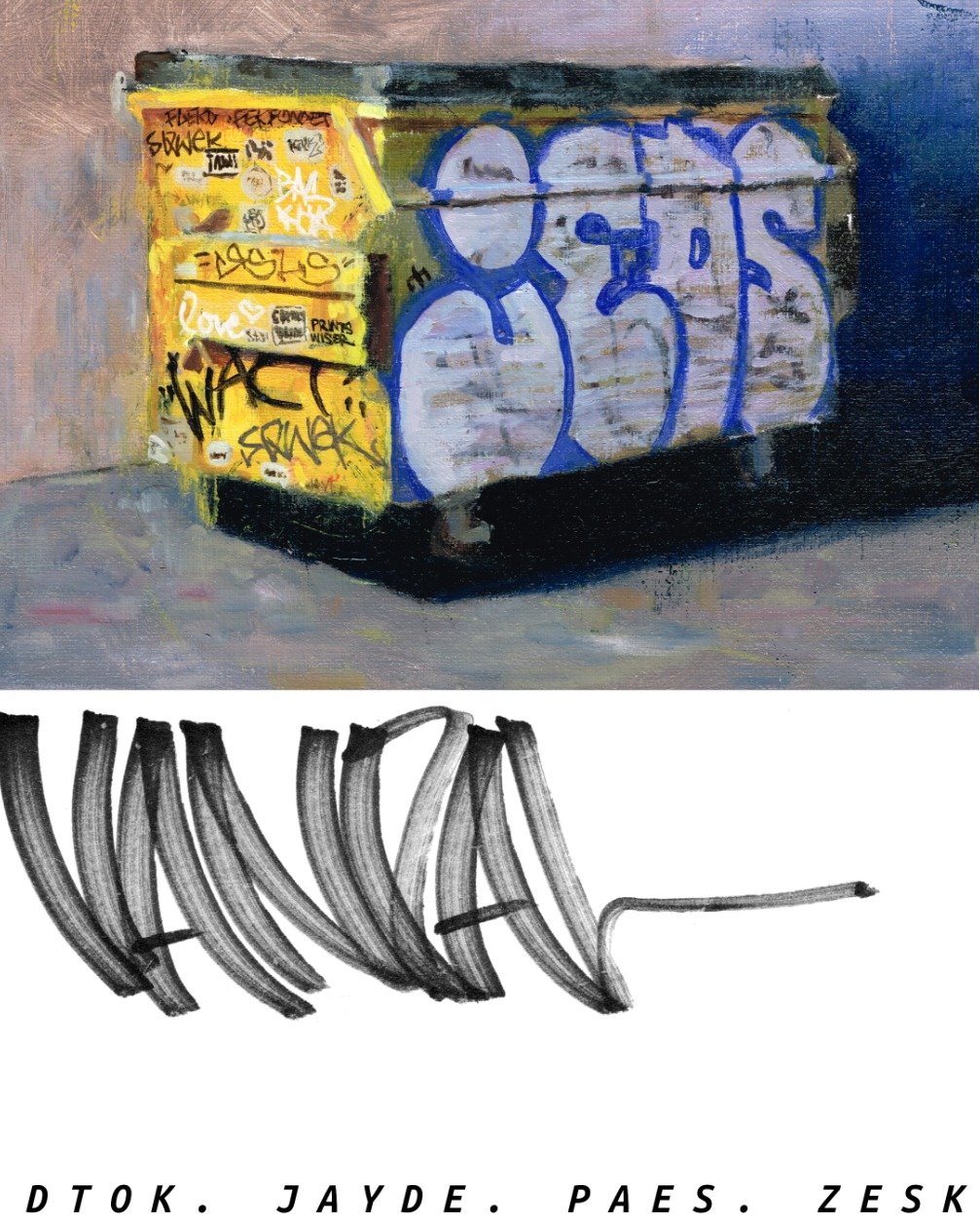 Jayde McDonald presents a body of work that confronts the tensions around graffiti. Painted in oil and acrylic, these gritty urban scenes argue for graffiti as a legitimate art form rather than mere vandalism, while remaining honest about the street 