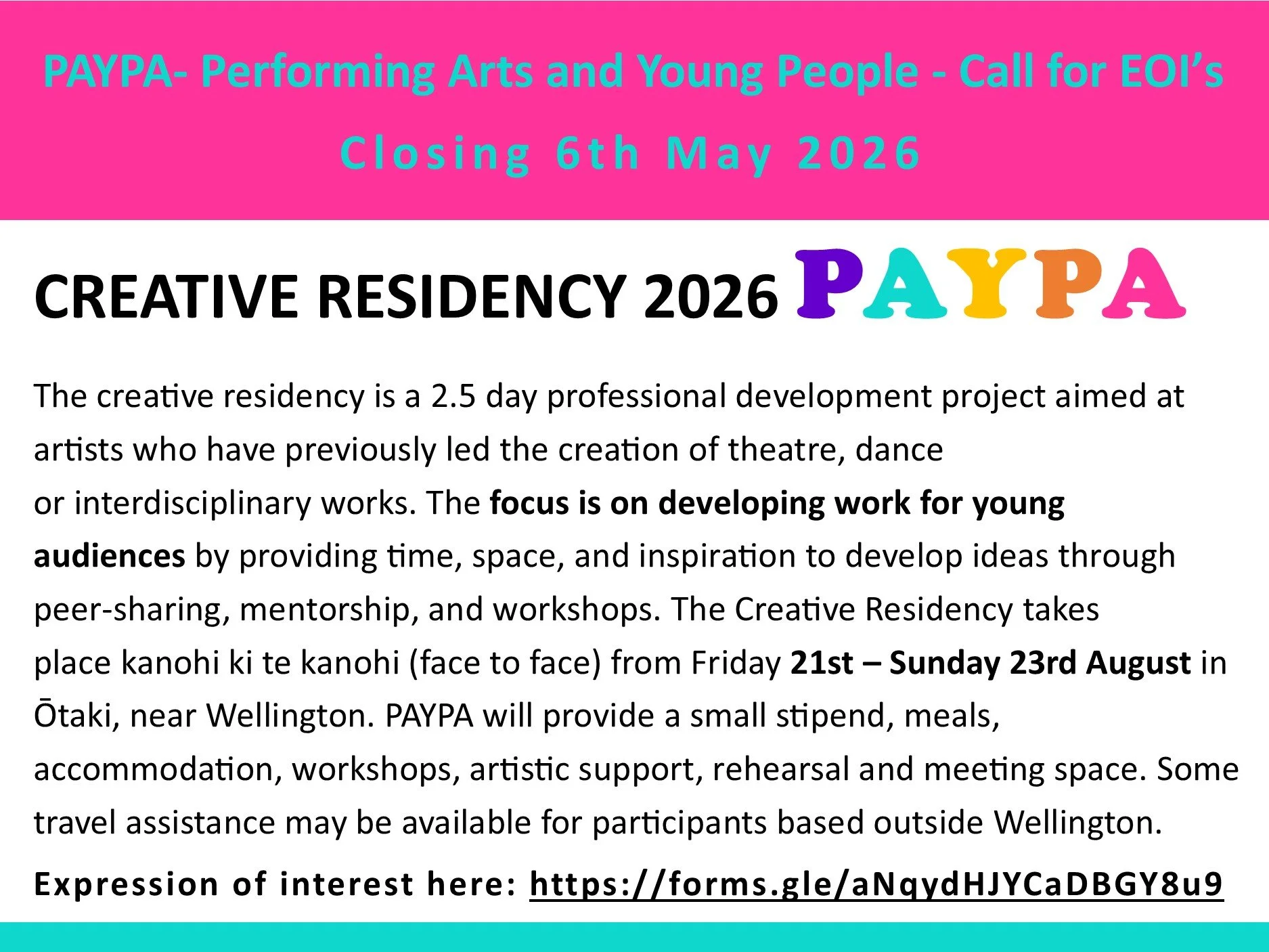 PAYPA Creative Residency 2026 - Call for EOI's