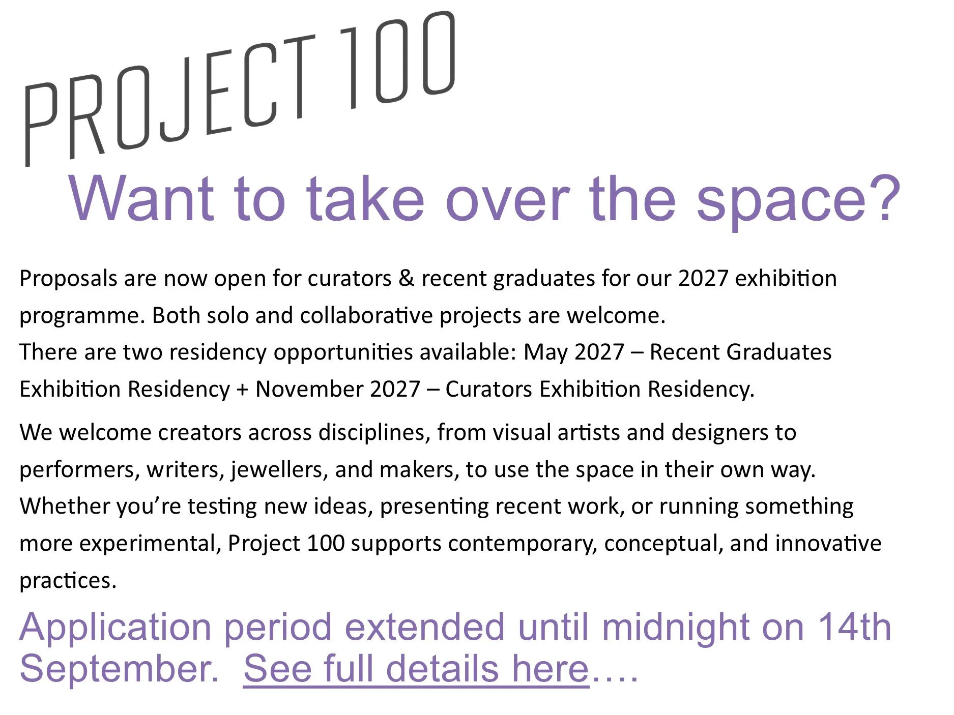 Call For Proposals - Project 100