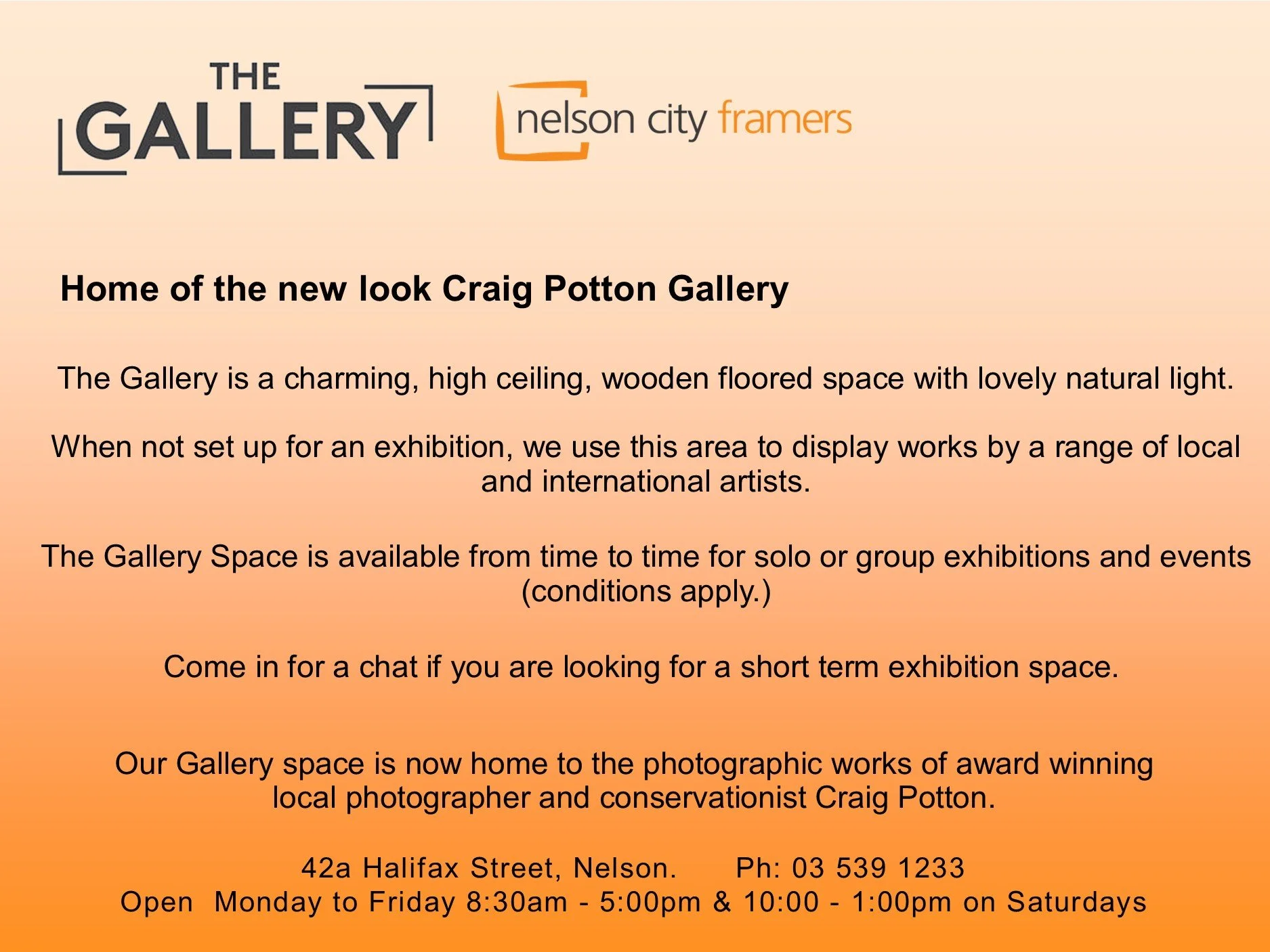 New Home for Craig Potton Gallery