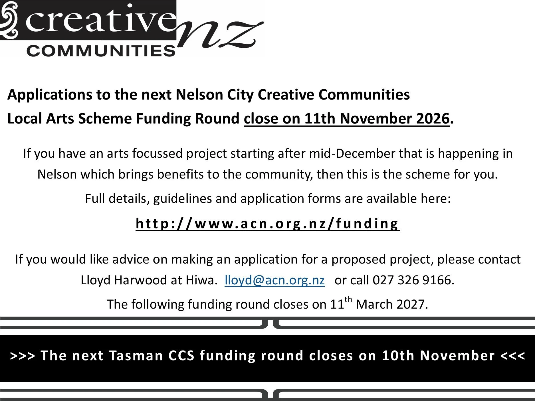 LOCAL ARTS FUNDING - Call for applications