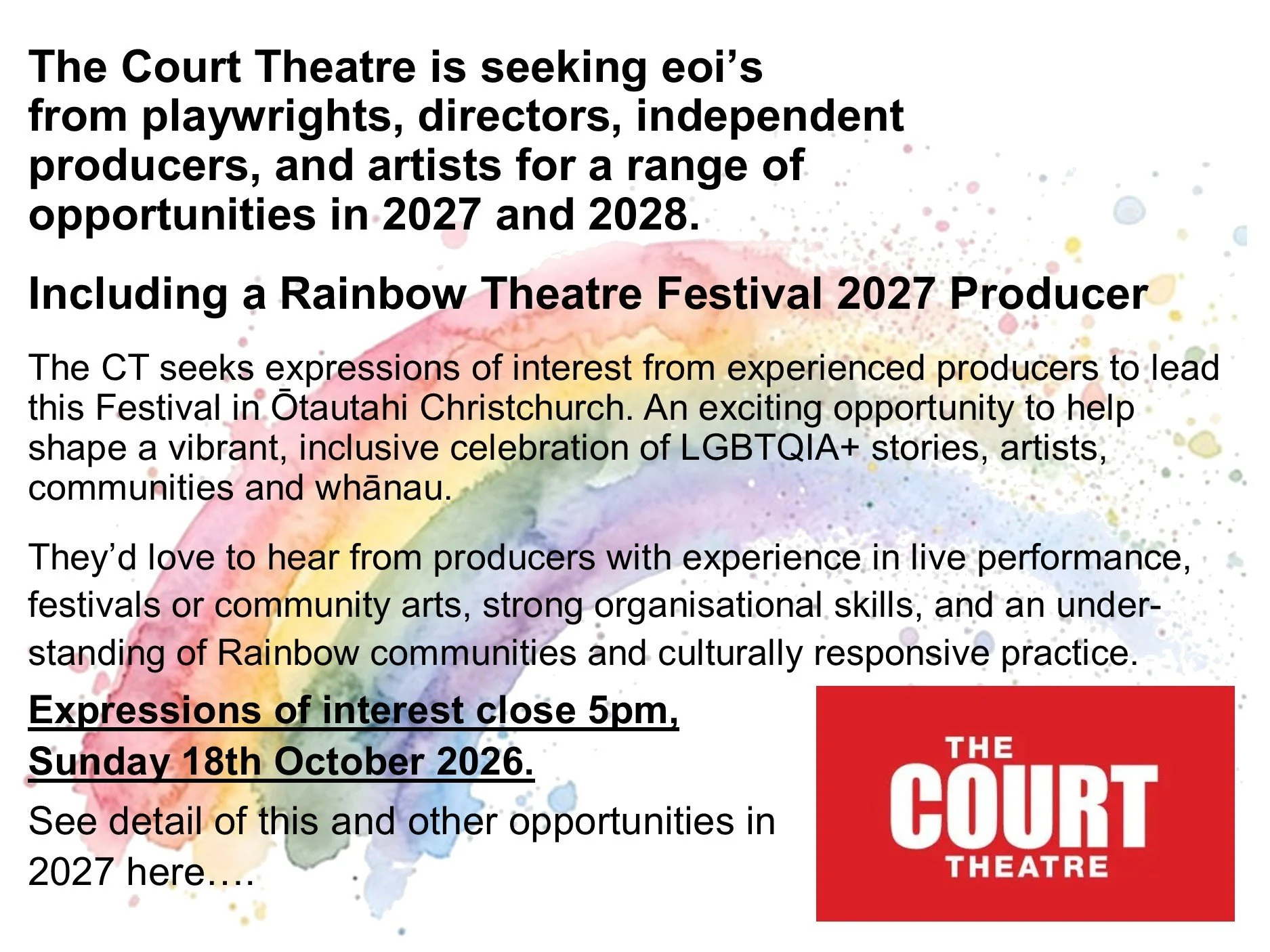 The Court Theatre Seeking EOI's
