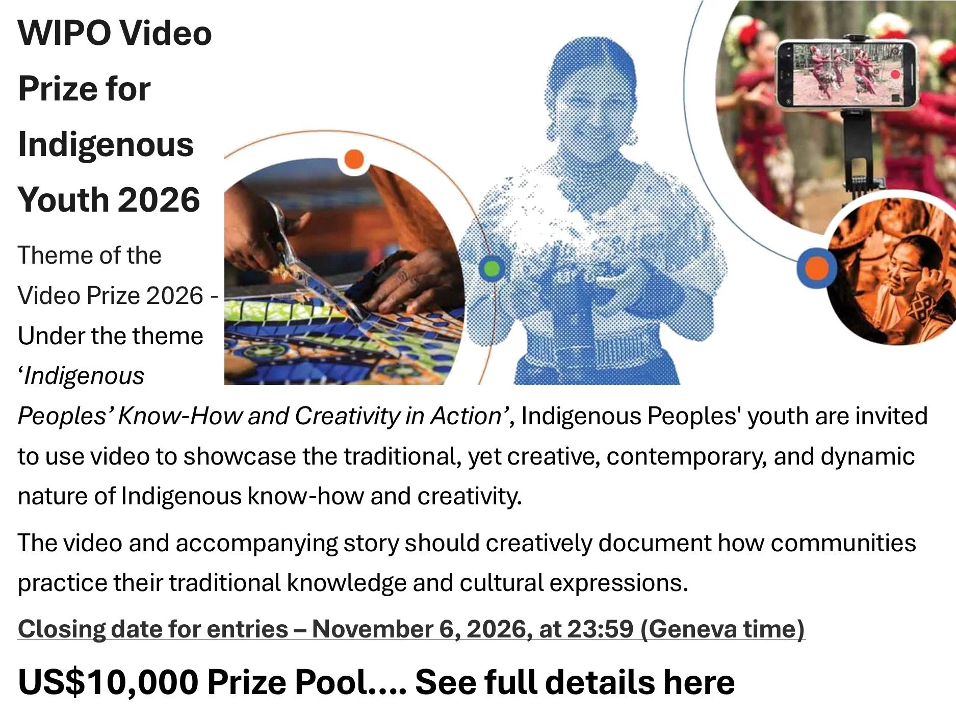 WIPO Video Prize for Indigenous Youth