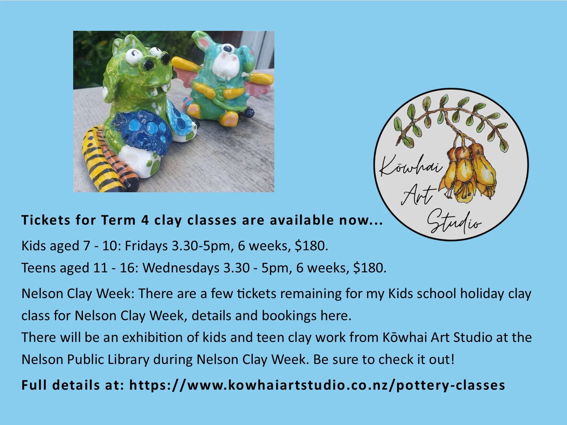Kids and Teens Clay Classes for Term 4