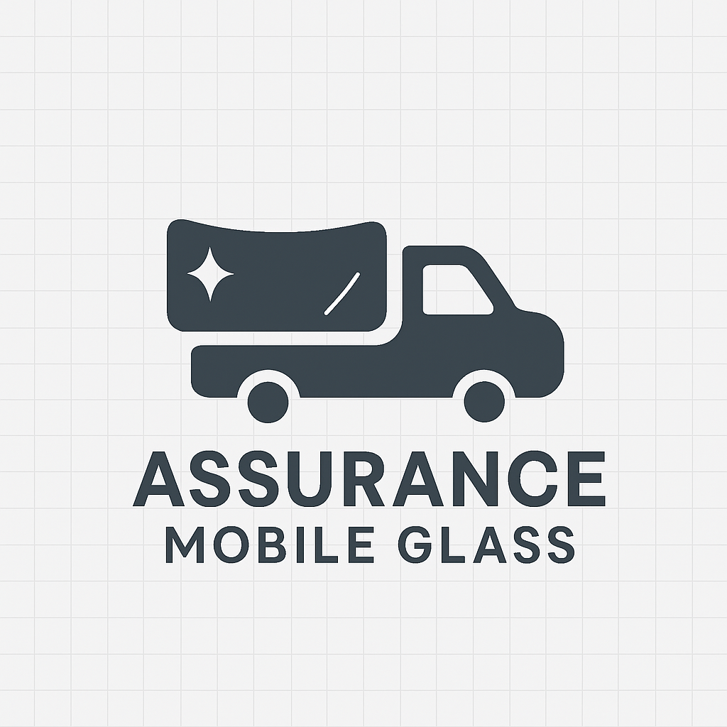 Logo of a mobile glass repair service with a truck icon and the words 'Assurance Mobile Glass' underneath.