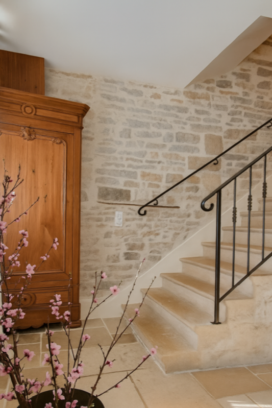 After- Burgundy stone staircase