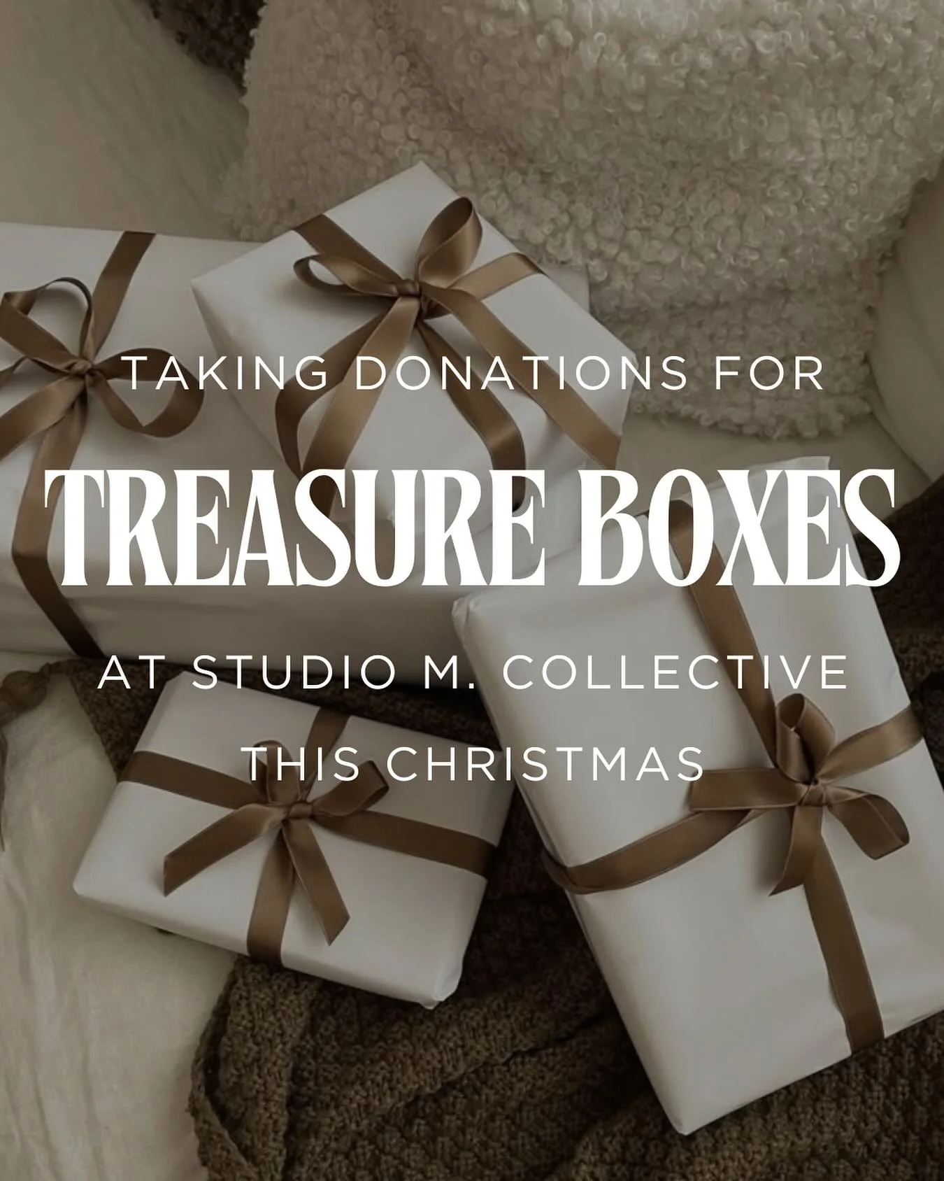 Studio M. will be a collection point for @treasureboxesinc this Christmas. 

Please carefully go through their donations page to see what their requirements are for accepting donations. 

https://www.treasureboxes.org.au/donate-goods/

It is so impor
