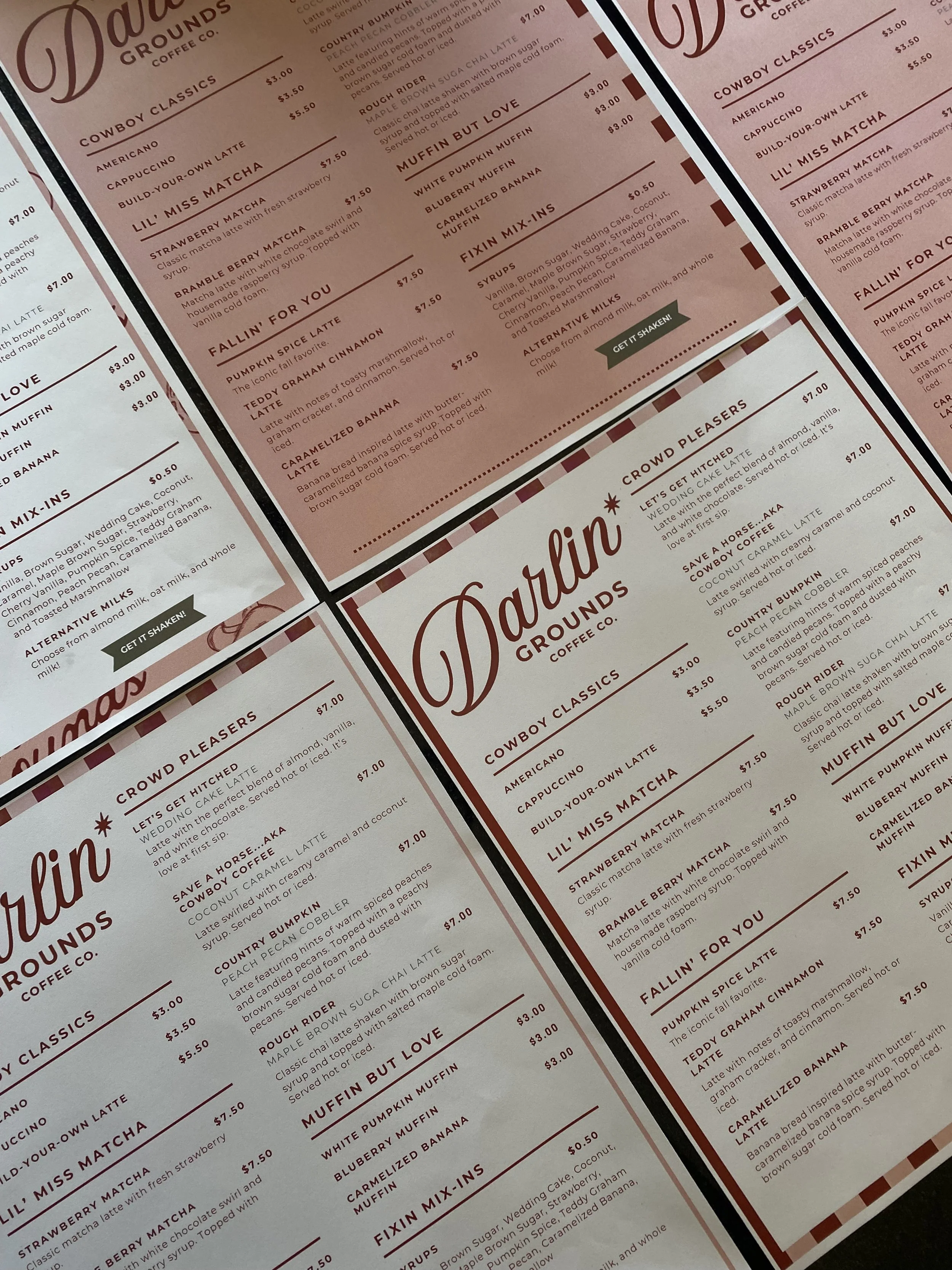 Darlin' Grounds Coffee Catering Co. menus