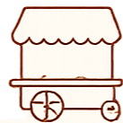 Line art drawing of a mobile espresso coffee catering cart.