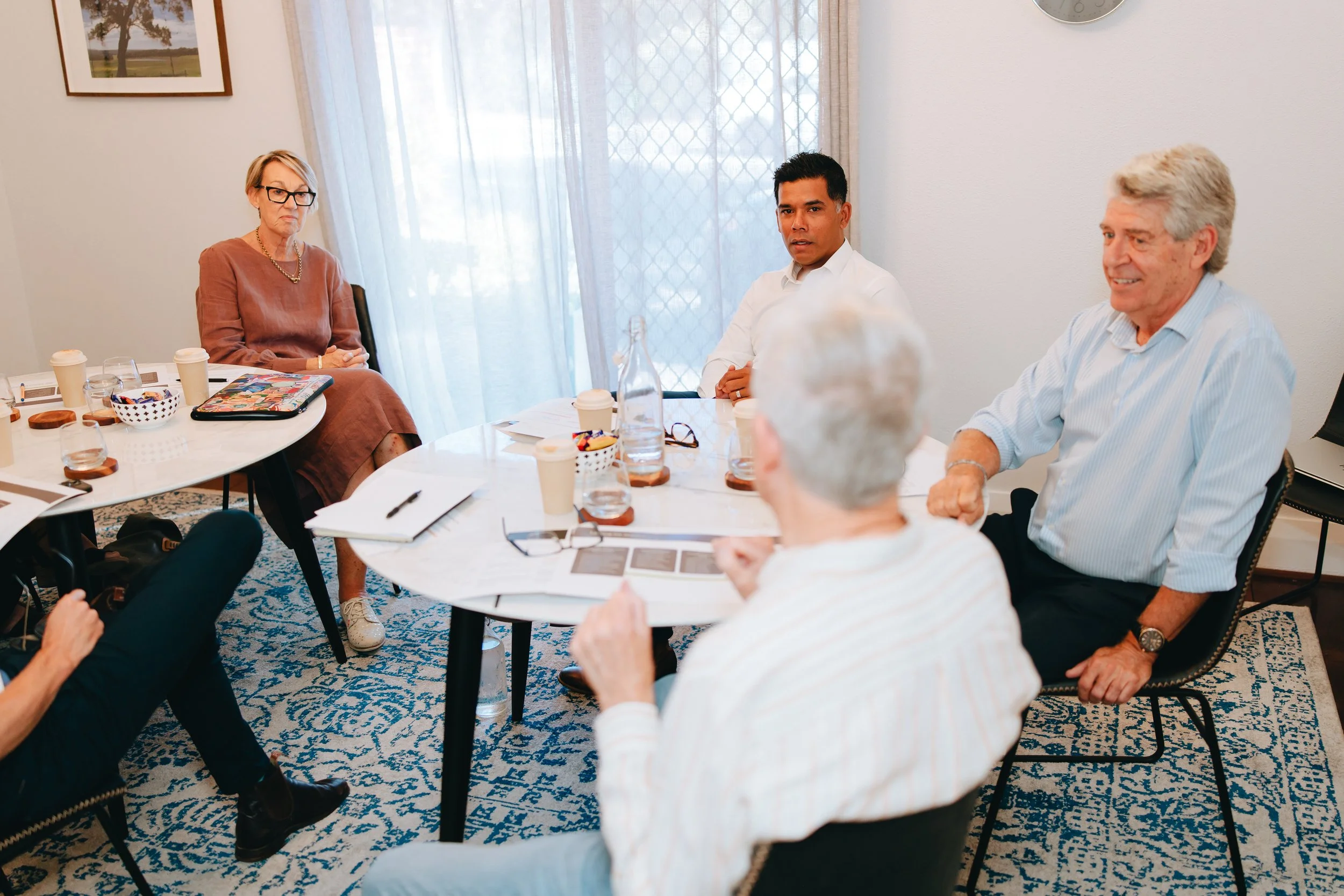 Fiona Winfield, Av Swami, Grant O'Sullivan and David Price strategy development session at CCSolutions office in Perth Western Australia.