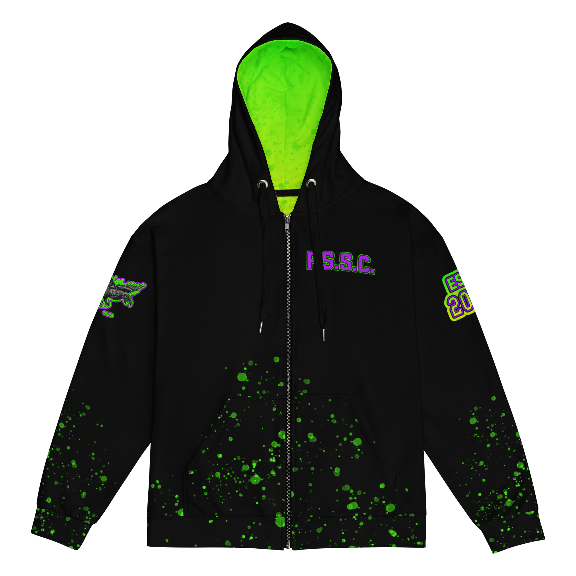Rad Raven Zip Ride Hoodie - Lime