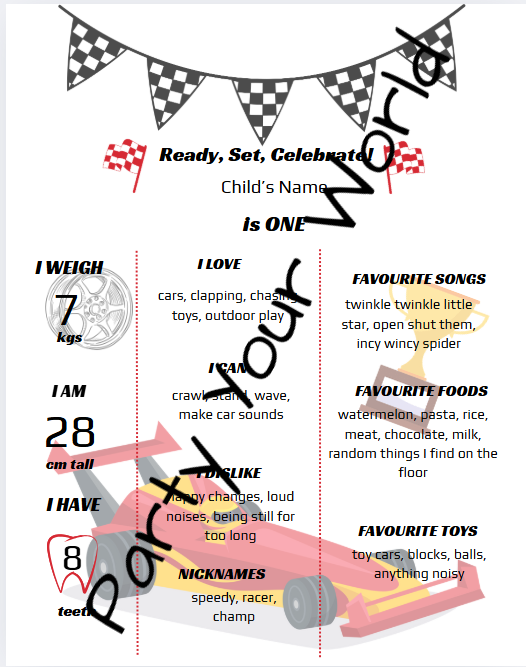 Turbo Racers – Editable Milestone Board (Digital Download)