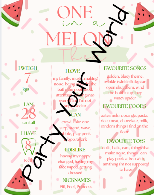One in a Melon – Editable Milestone Board (Digital Download)