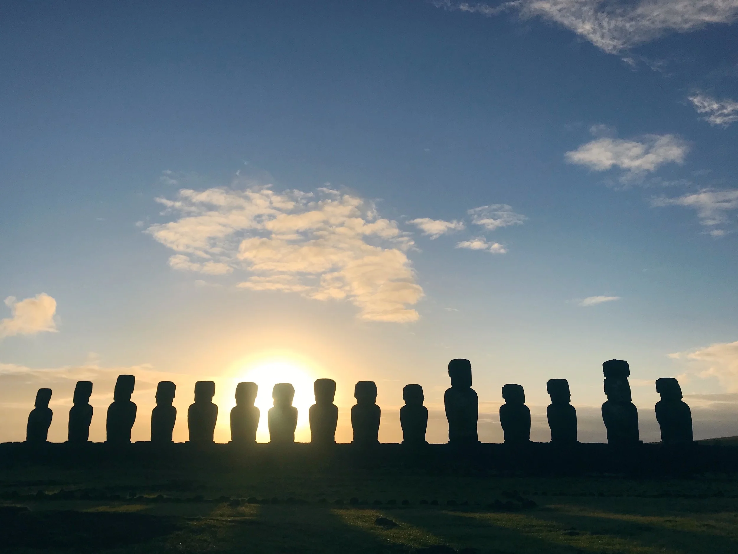 Sunrise and Moai Statues.JPG