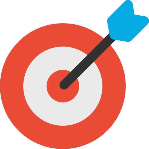 An illustration of a target with a dart hitting the bullseye.