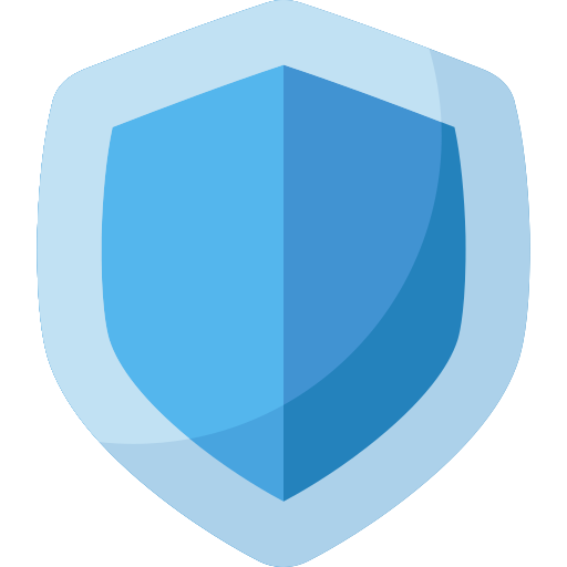 A blue shield with a darker blue center on a black background.