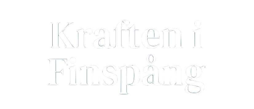 Text in Swedish reading "Krafte i Finspang" on a black background