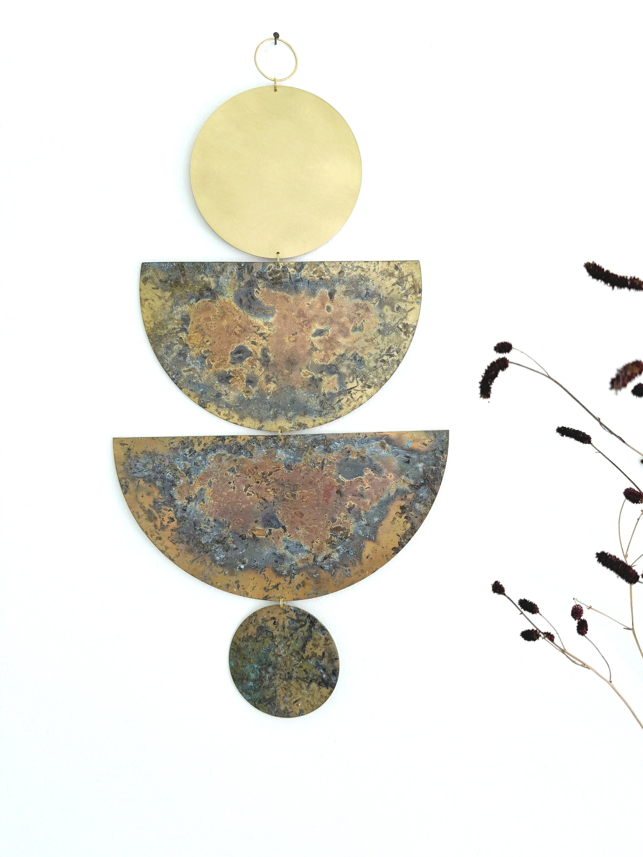NAYRA – Handmade Brass Wall Hanging with Blue Patina