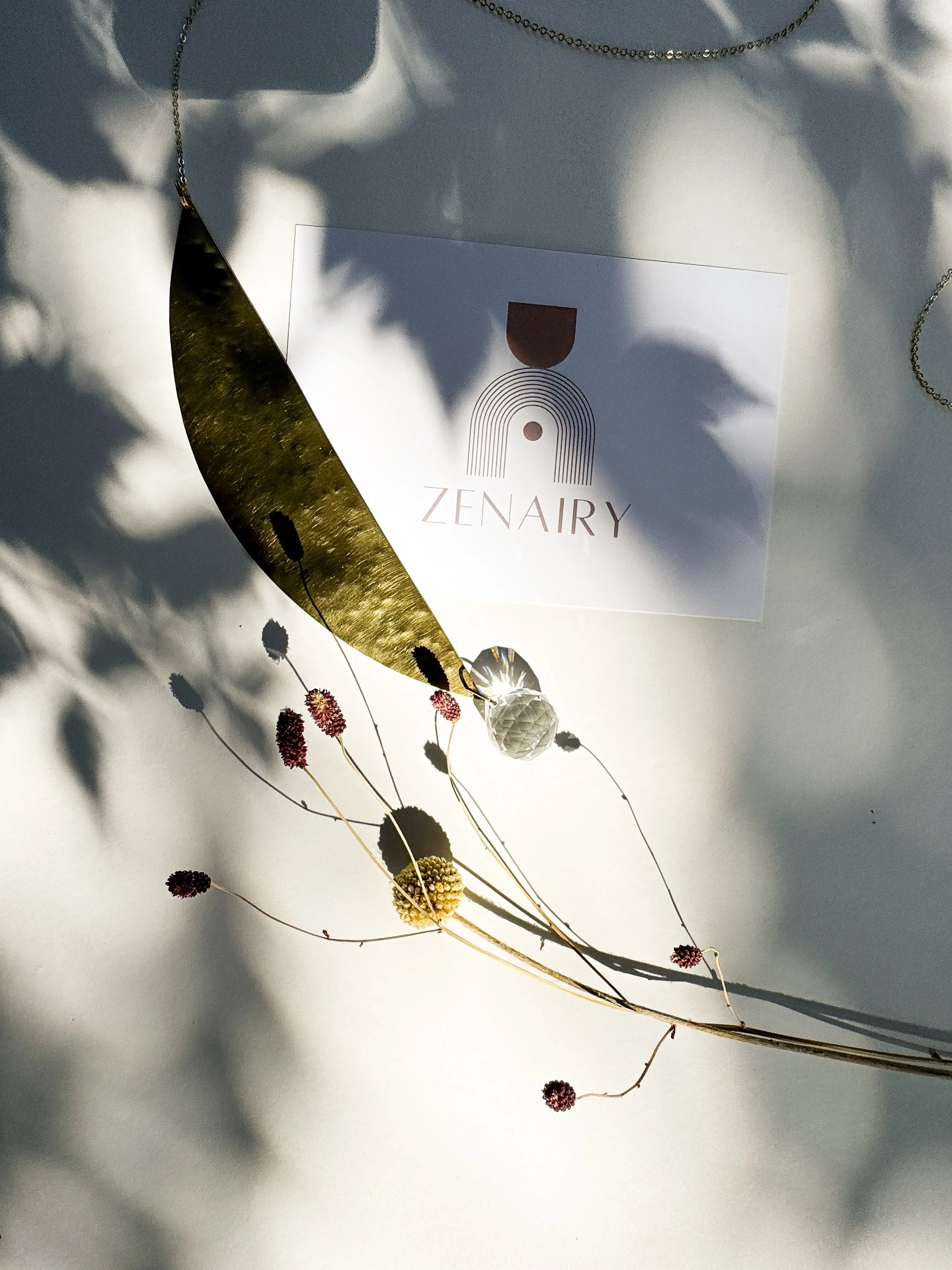 AYLA – Handmade Brass Suncatcher, Half-Moon