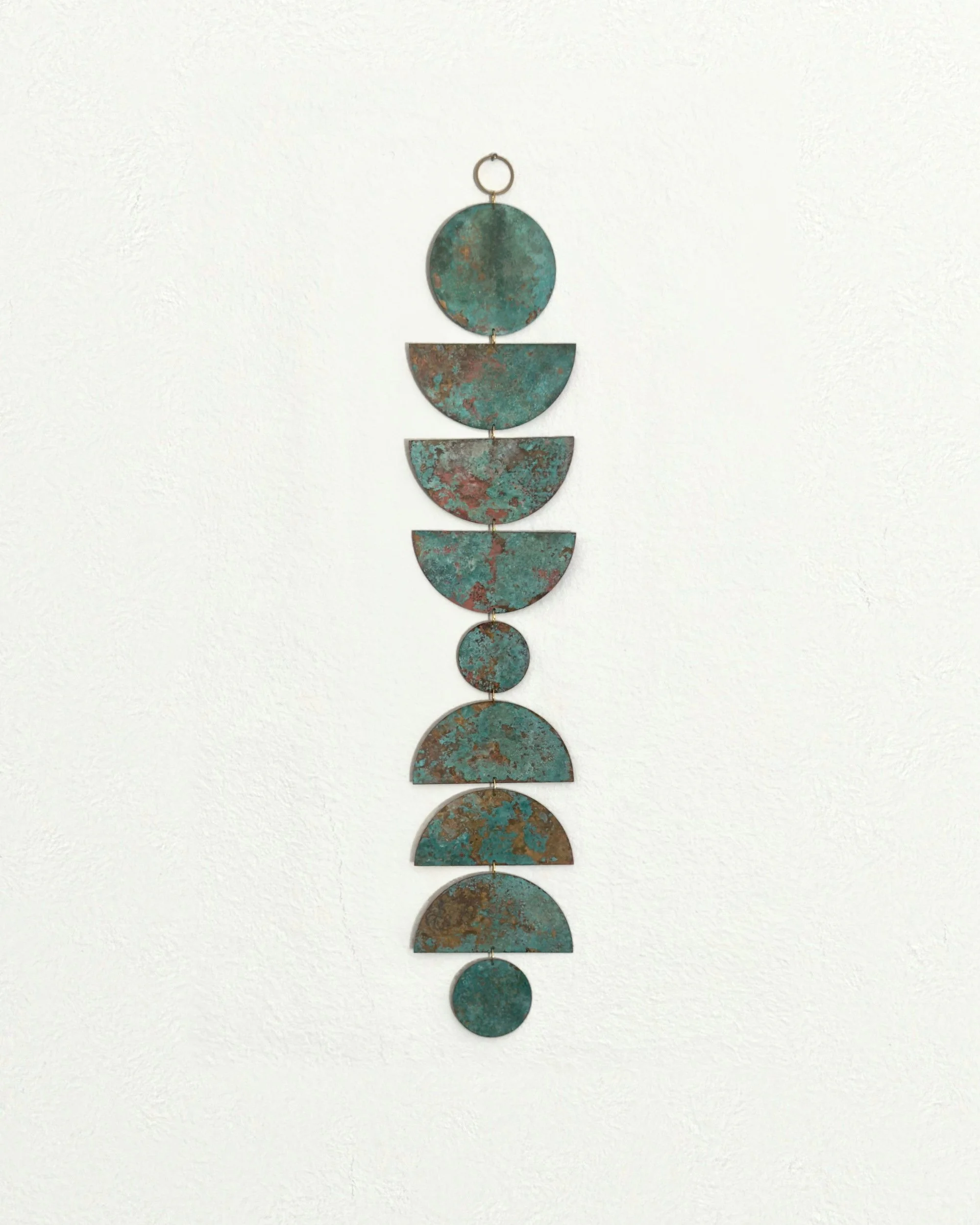 JAWIRA – Handmade Brass Wall Hanging with Turquoise & Copper Rosé Patina