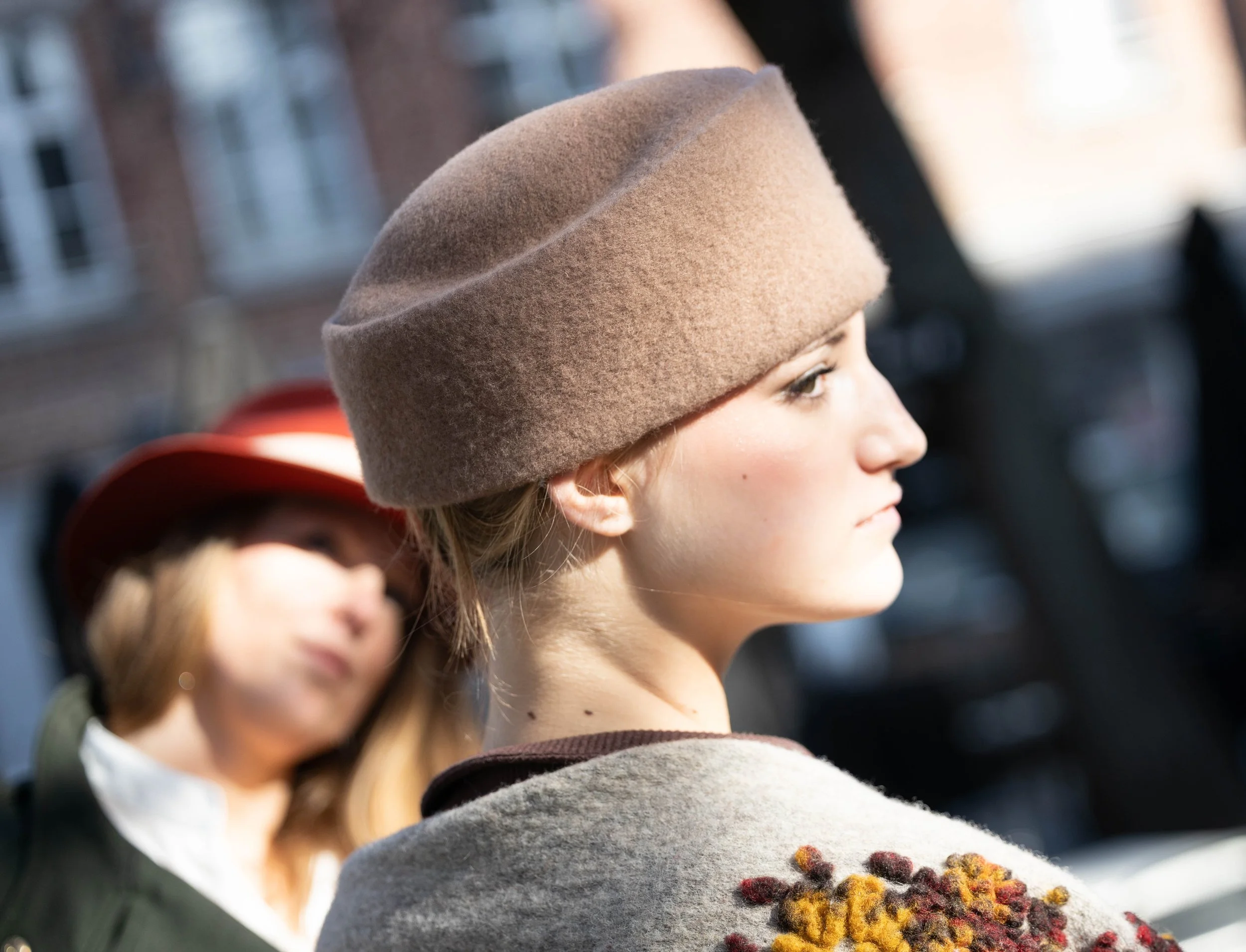 chapeau toque femme en tricot de laine beige