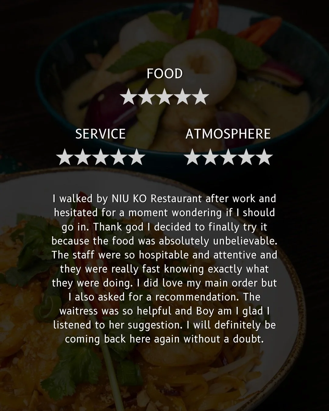 Some of our favourite reviews from our wonderful guests! 

#niuko #londonrestaurant #eaterlondon #halal #panasian