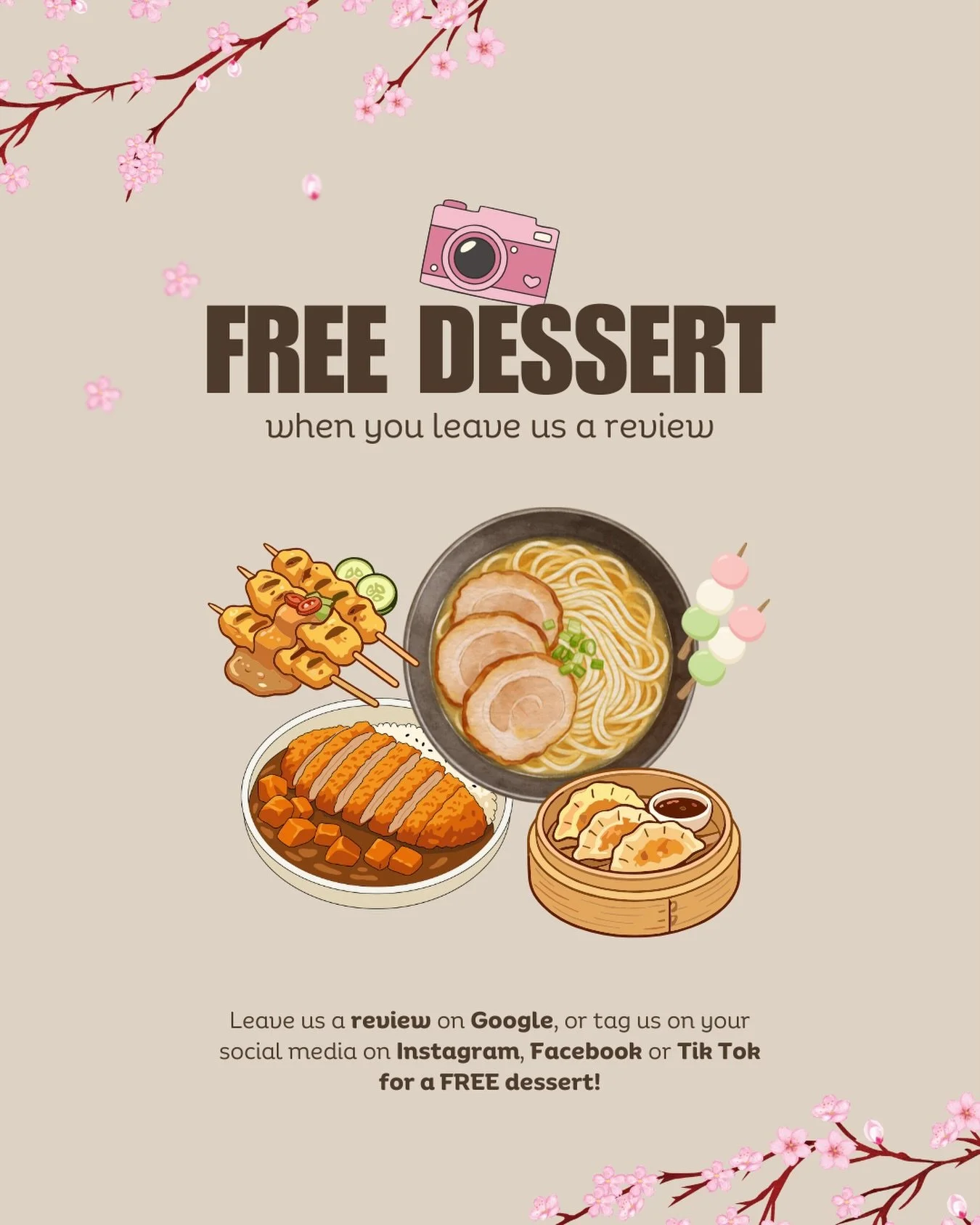 Mention us on Facebook, TikTok, or Instagram &mdash; or leave us a Google review &mdash; and enjoy a complimentary dessert on the house 🍰

Simply show our team in-store to redeem.
#niuko #dessert #freedessert #londonrestaurant #panasian